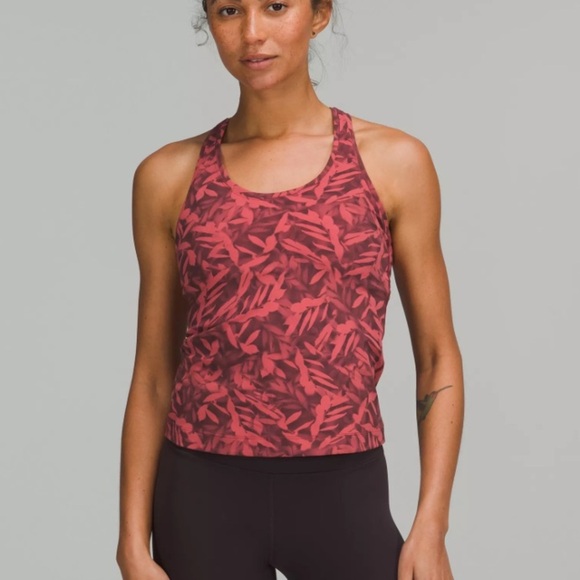 Lululemon cool racerback short tank top spray leaf fireside red 4083 - Picture 1 of 6